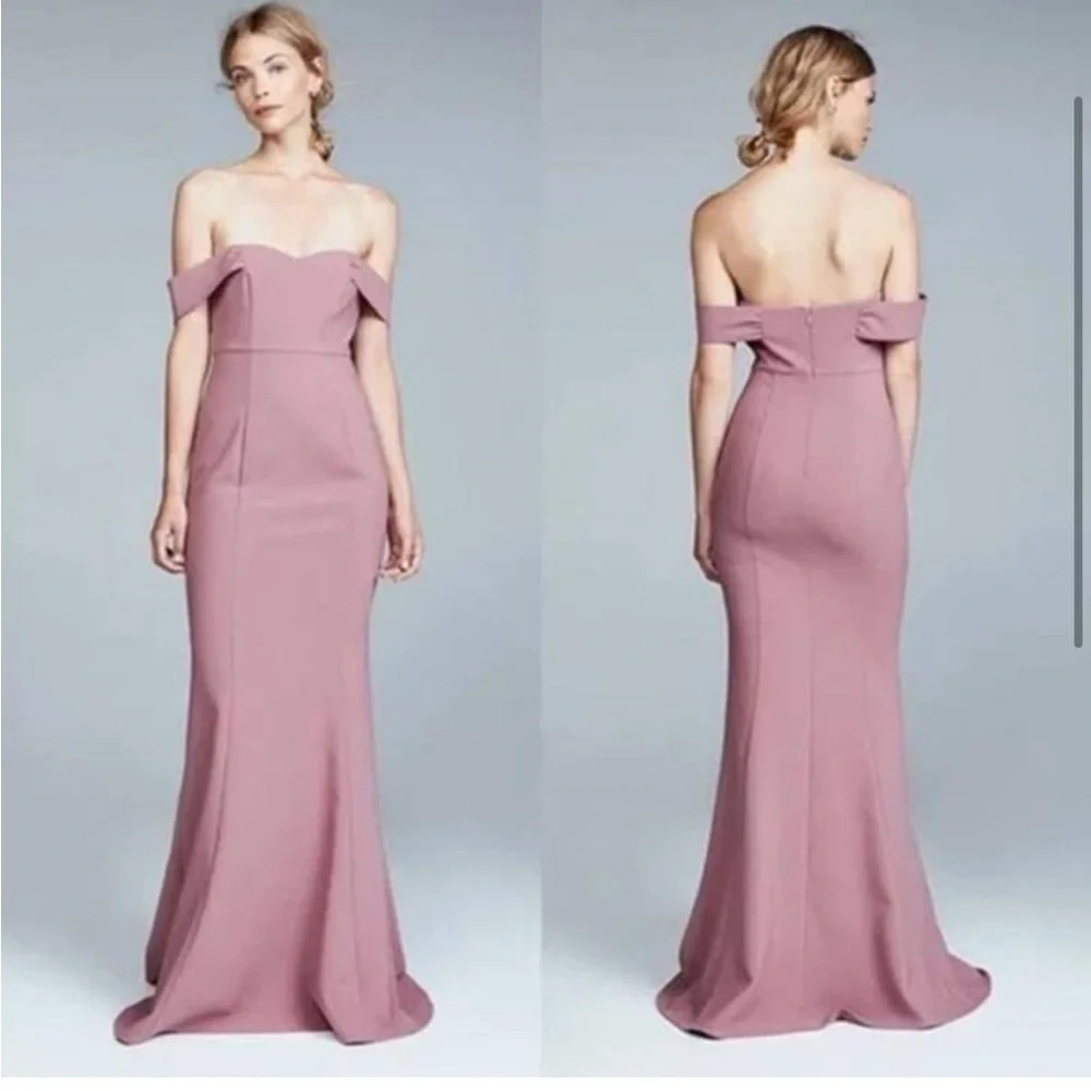 LIKELY NWT Bartolli Off Shoulder Mermaid Evening Gown in Rose Pink Size 4 - Picture 2 of 12